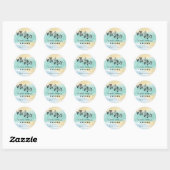 Sea Green Blue Gold Watercolor Hochzeitsticker Runder Aufkleber (Blatt)
