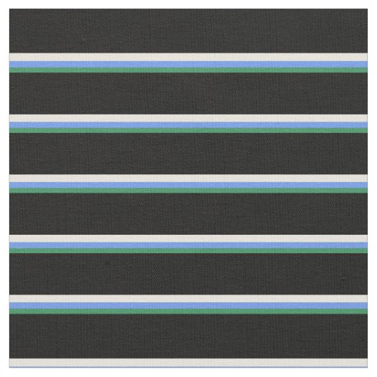 Sea Green, Cornfllower Blue, Beige und Schwarz Stoff (Nahaufnahme)