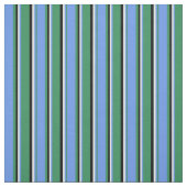 Sea Green, Cornfllower Blue, Light Cyan und Black Stoff (Muster)