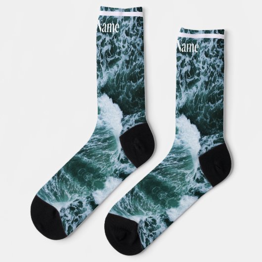 Sea green | Custom Name Socken (Linkes Detail)