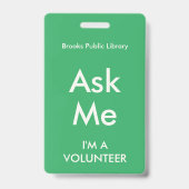 Sea Green Frag Me Abzeichen für Freiwillige Ausweis (Back)