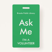 Sea Green Frag Me Abzeichen für Freiwillige Ausweis (Rückseite)