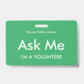 Sea Green Frag Me Abzeichen für Freiwillige Ausweis (Back)