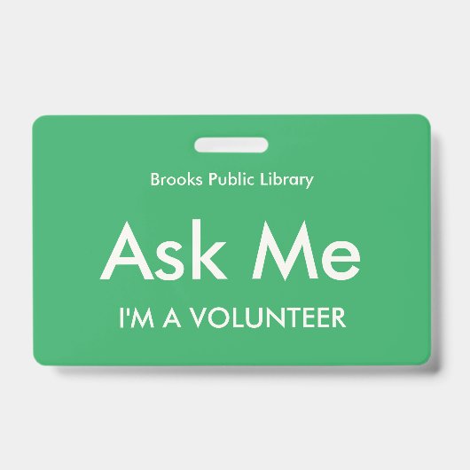 Sea Green Frag Me Abzeichen für Freiwillige Ausweis (Front)