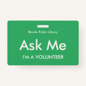 Sea Green Frag Me Abzeichen für Freiwillige Ausweis (Rückseite)