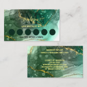 Sea Green Geode Golden Marble Monogram Loyalität Visitenkarte (Vorne/Hinten)