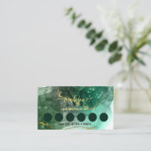 Sea Green Geode Golden Marble Monogram Loyalität Visitenkarte (Stehend Vorderseite)
