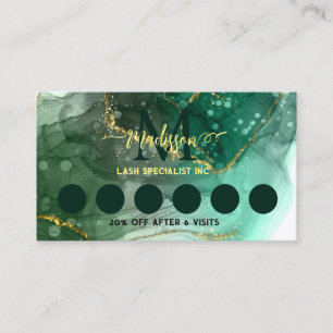 Sea Green Geode Golden Marble Monogram Loyalität Visitenkarte