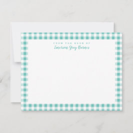 Sea Green Gingham Karo Personal Stationery Card Dankeskarte