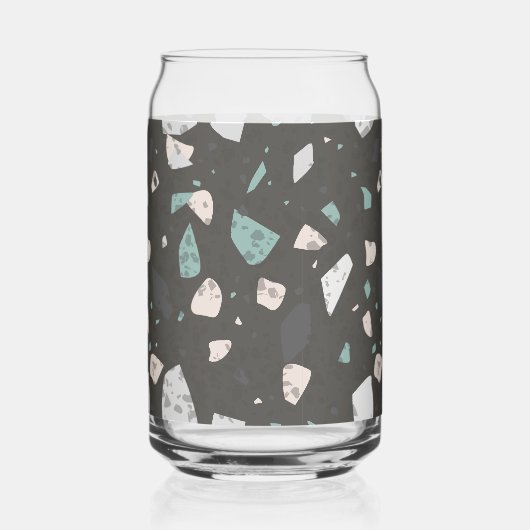 Sea Green & Grey Chips Retro Terrazzo Pattern Dosenglas (Rückseite)