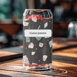 Sea Green & Grey Chips Retro Terrazzo Pattern Dosenglas