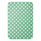 Sea Green: Grosses weißes Polka Dot Pattern Badematte (Vorderseite Vertikal)