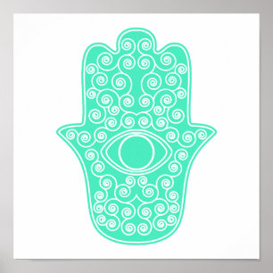 Sea Green Hamsa-Hand von Miriam-Hand von Fatima.pn Poster