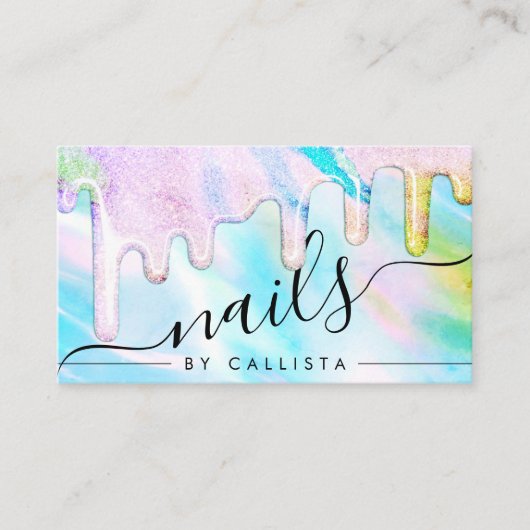 Sea Green Holographic Thick Glitzer Tropfen Nails Visitenkarte (Vorderseite)