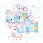 Sea Green Holographic Thick Glitzer Tropfen Nails Visitenkarte