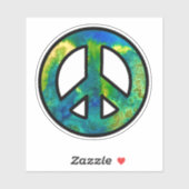 Sea Green Ink Peace Sign Aufkleber (Blatt)