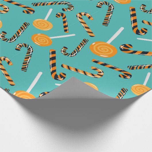 Sea Green Lollipop und Sticks Muster Umhüllung Geschenkpapier (Ecke)