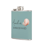 Sea Green mit Muschel Personalisiert Bridal Flachmann (Links)