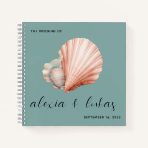 Sea Green mit Muschel Wedding Guest Book Notizblock
