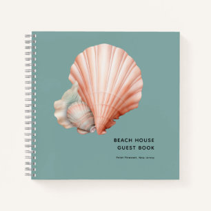 Sea Green mit Muscheln Beach House Gästebuch Notizblock