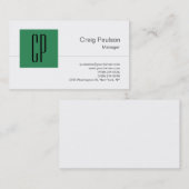 Sea Green Schwarz-weiß Monogram Business Card Visitenkarte (Vorne/Hinten)