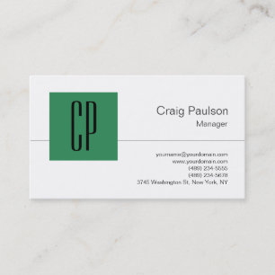 Sea Green Schwarz-weiß Monogram Business Card Visitenkarte