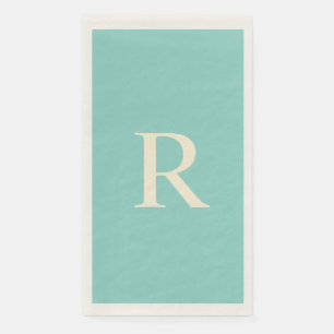 Sea Green und Creme Monogram Minimalistisch Serviette