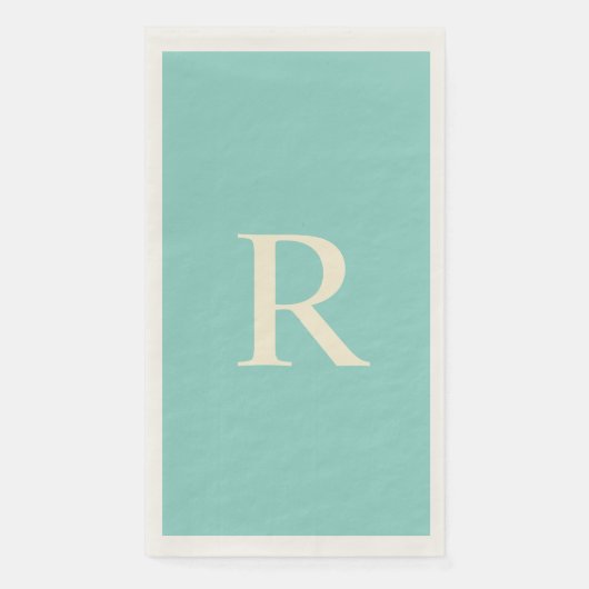 Sea Green und Creme Monogram Minimalistisch Serviette (Vorderseite)