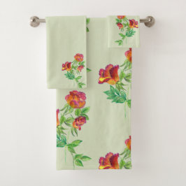 Sea Green, Vermillion Floral Badhandtuch Set
