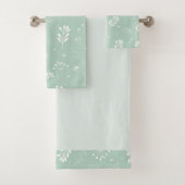 Sea Green White Leaf Theme Handtuch Set (Insitu)