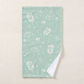 Sea Green White Leaf Theme Handtuch Set (Handtuch)