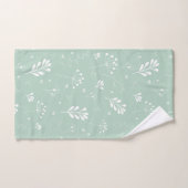 Sea Green White Leaf Theme Handtuch Set (Handtuch)