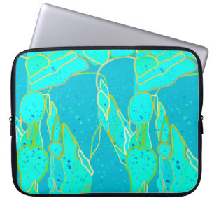 "Sea Grotto" abstrakt - Türkis, Blau, Gold Laptopschutzhülle