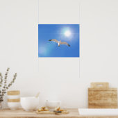 Sea Gull Bird Flying Sun Fotografy Art Print Poster (Küche)