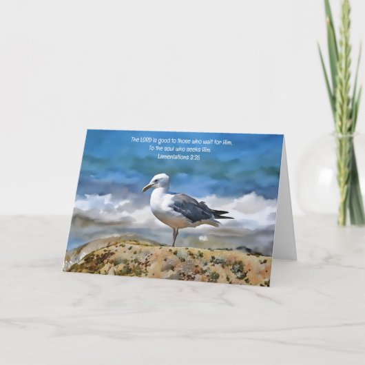 Sea Gull Bird im Art-Note "Ocean Bible Verse" Karte (Vorderseite)