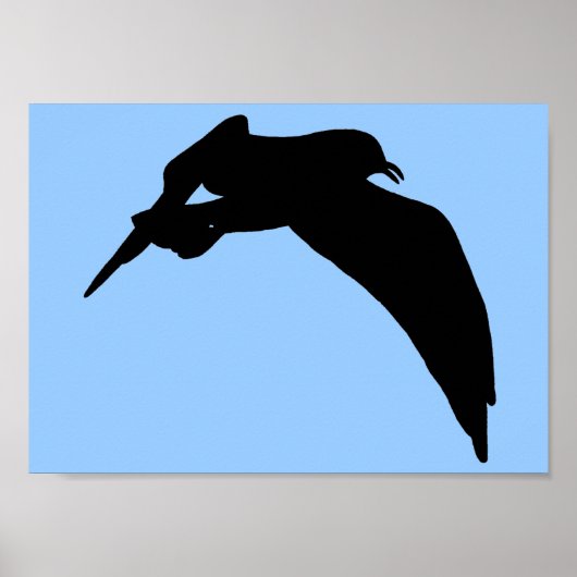 Sea Gull Silhouette in Schwarz durch den Himmel gl Poster (Vorne)