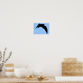 Sea Gull Silhouette in Schwarz durch den Himmel gl Poster (Küche)