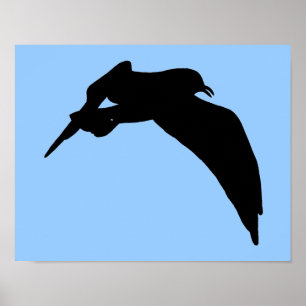 Sea Gull Silhouette in Schwarz durch den Himmel gl Poster