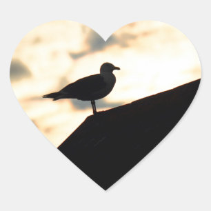 Sea Gull Sunset Herz-Aufkleber