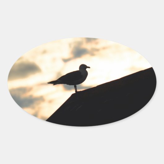 Sea Gull Sunset Ovaler Aufkleber (Vorderseite)