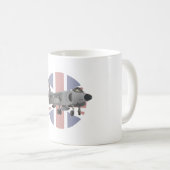 Sea Harrier Jet Fighter mit britischer Flagge Kaffeetasse (VorderseiteRechts)