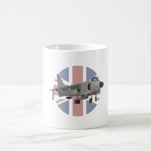 Sea Harrier Jet Fighter mit britischer Flagge Kaffeetasse (Mittel)