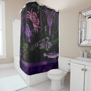Sea Hexe Chic Lila und schwarzgotischer Ozean Duschvorhang