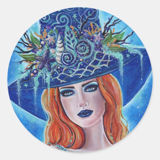 Sea Hexe Fantasy Art von Renee Lavoie Runder Aufkleber (Vorderseite)