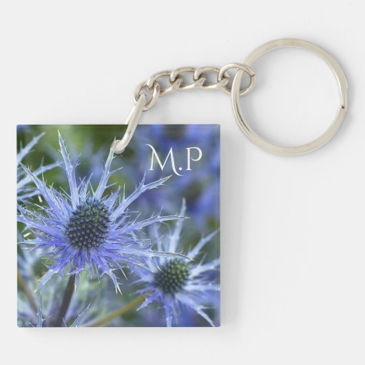 Sea Holly Thistle Monogram Schlüsselanhänger (Rückseite)