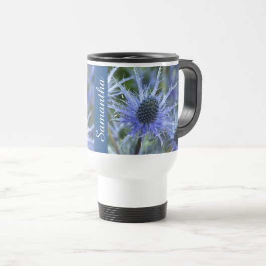 Sea Holly Thistle Personalised Reisebecher (VorderseiteRechts)