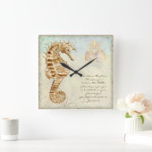 Sea Horse Coastal Beach - Christian Scripture Quadratische Wanduhr (Zuhause)