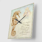 Sea Horse Coastal Beach - Christian Scripture Quadratische Wanduhr (Winkel)