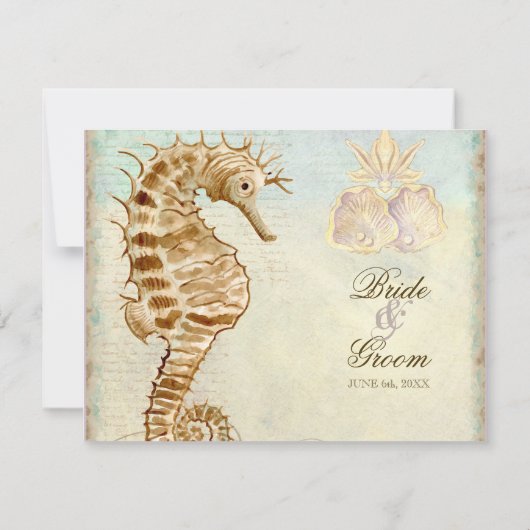 Sea Horse Coastal Beach - Einladung zur Hochzeit (Rückseite)