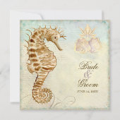 Sea Horse Coastal Beach - Einladung zur Hochzeit (Rückseite)